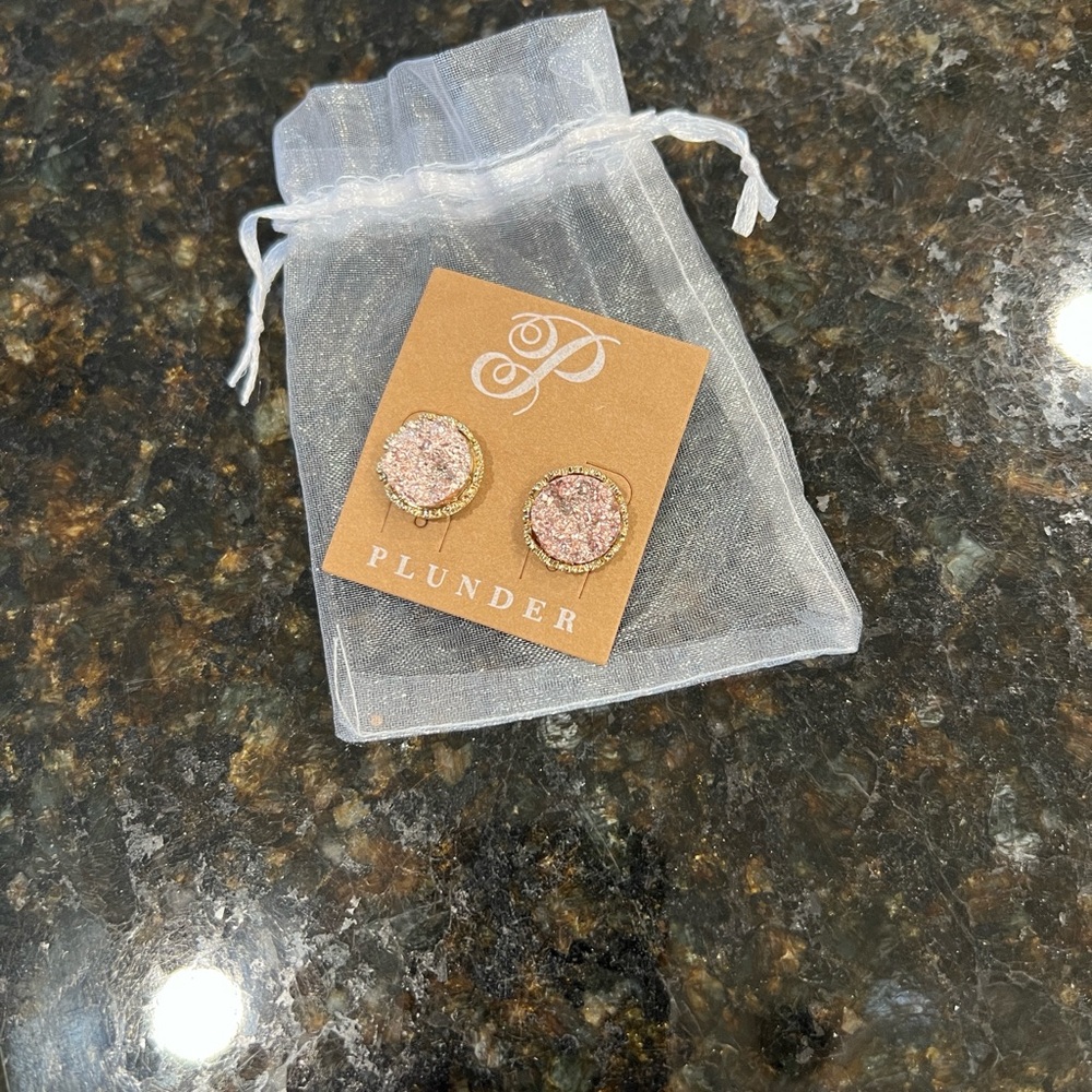 Plunder Sparkling Pink and Gold Earrings